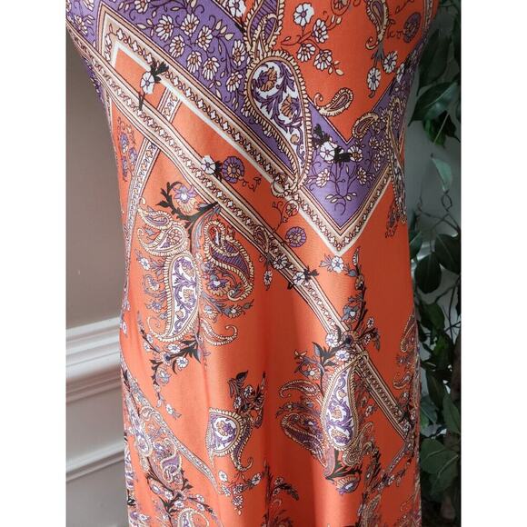 Women's Multicolor 100% Polyester Casual V-Neck Sleeveless Knee Length Dress L - Picture 3 of 14